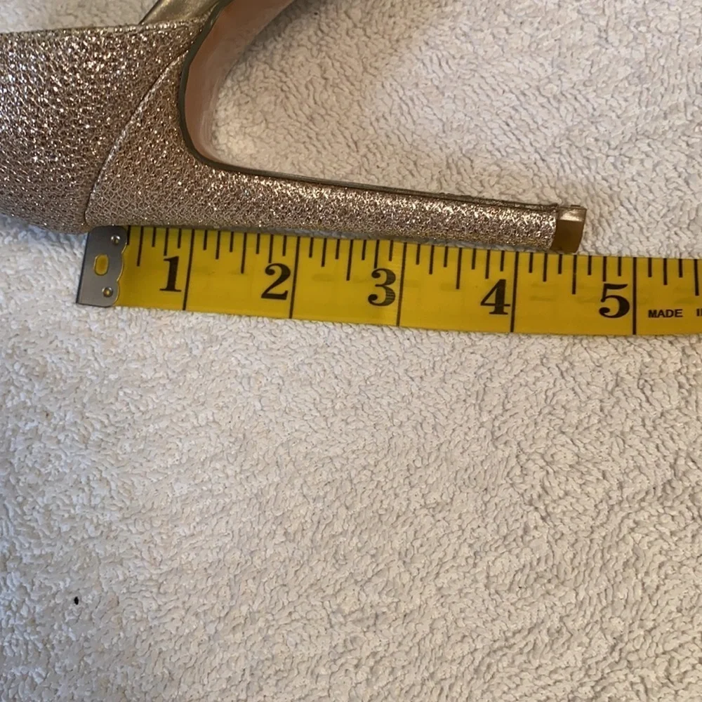 Didifu heels glitter gold stiletto open front ankle strap 4.5” heels Size 8.5